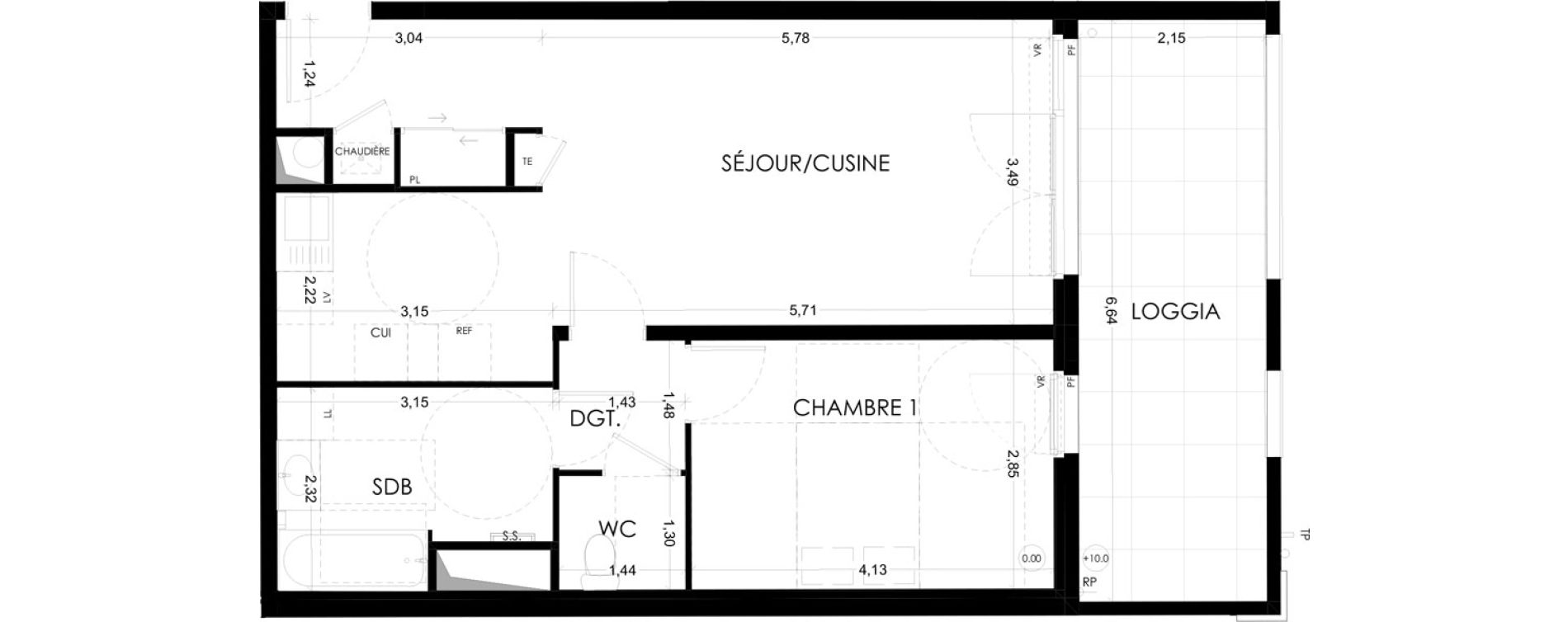 Appartement T2 de 54,46 m2 &agrave; Aix-En-Provence La duranne