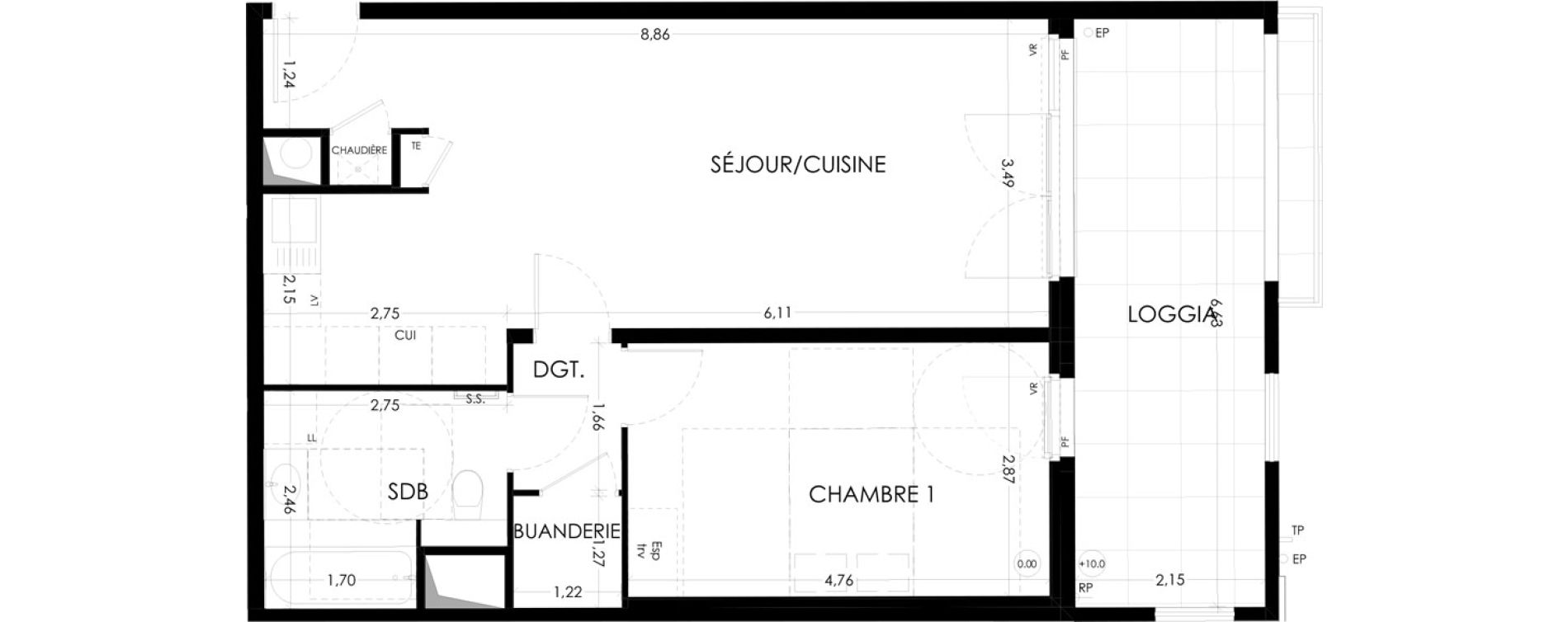 Appartement T2 de 55,14 m2 &agrave; Aix-En-Provence La duranne