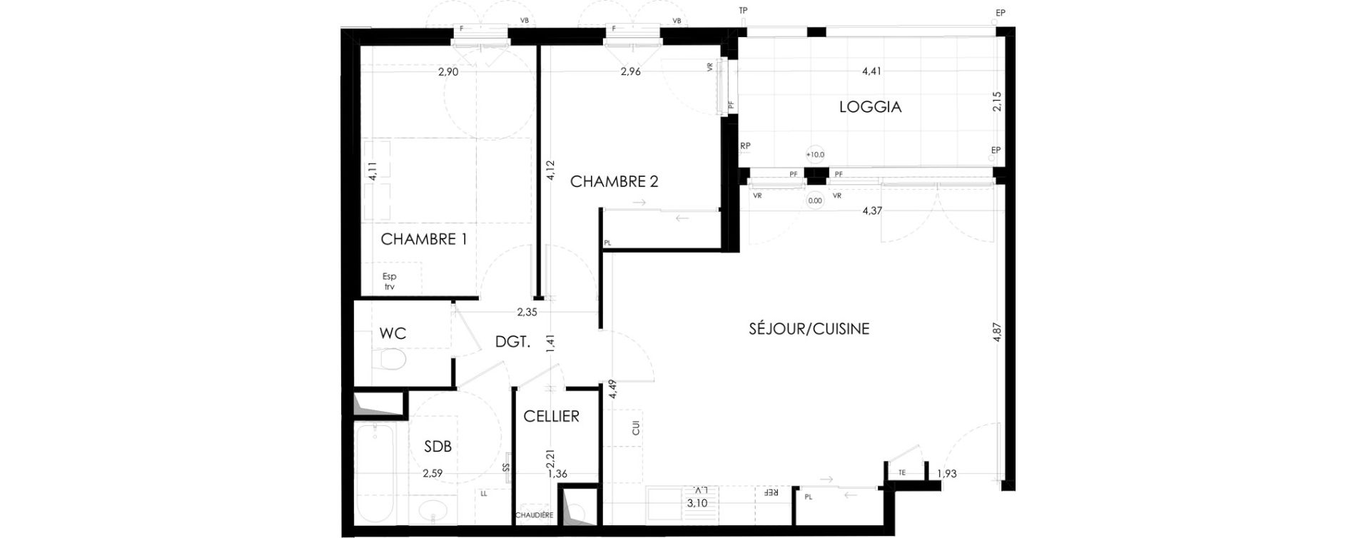 Appartement T3 de 68,73 m2 &agrave; Aix-En-Provence La duranne