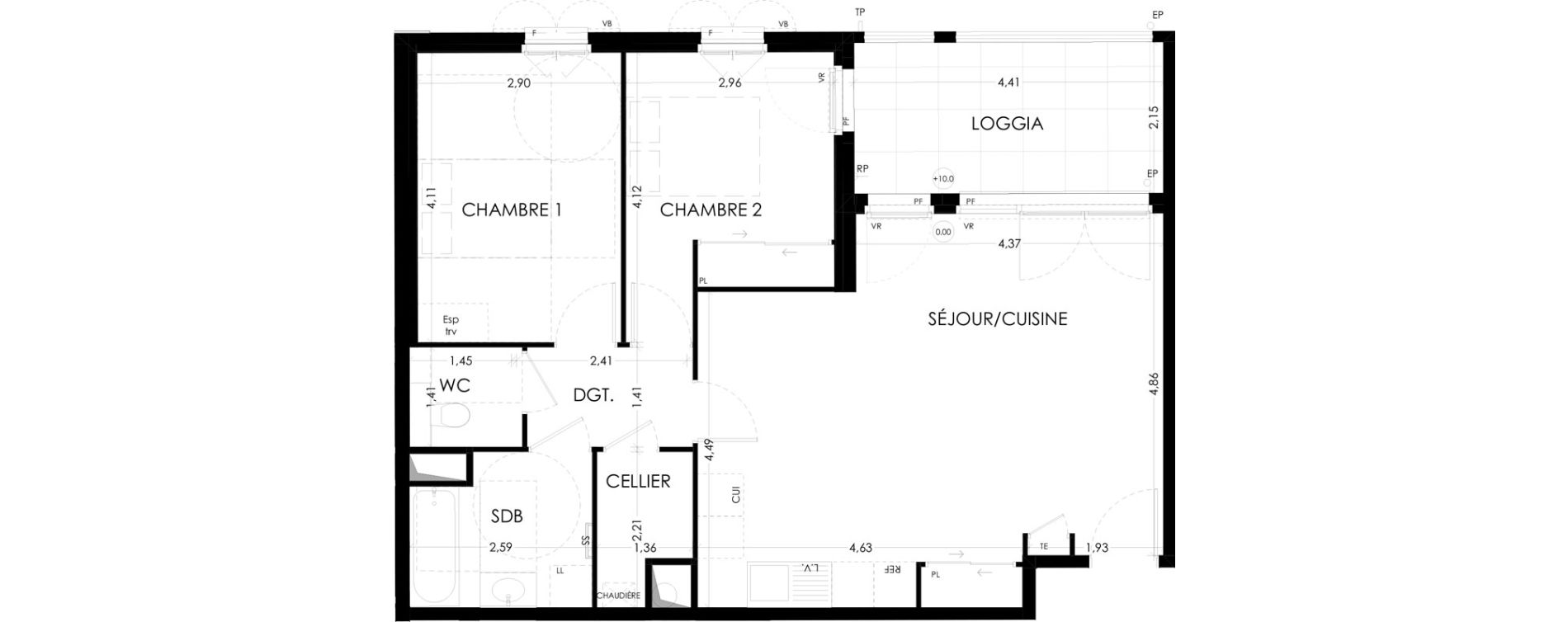 Appartement T3 de 68,71 m2 &agrave; Aix-En-Provence La duranne