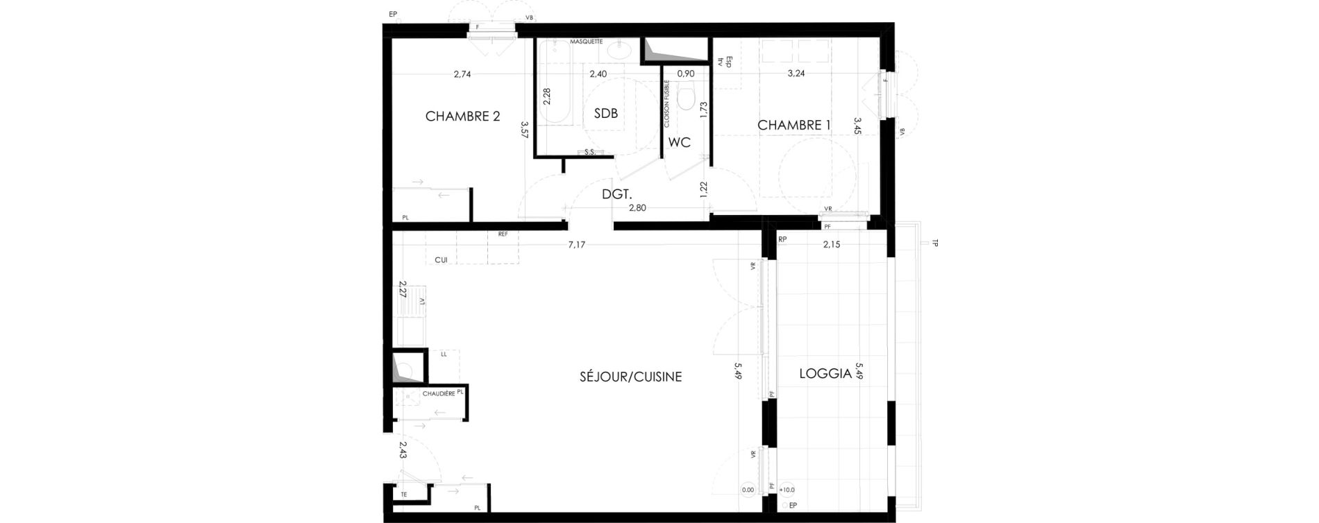 Appartement T3 de 70,29 m2 &agrave; Aix-En-Provence La duranne