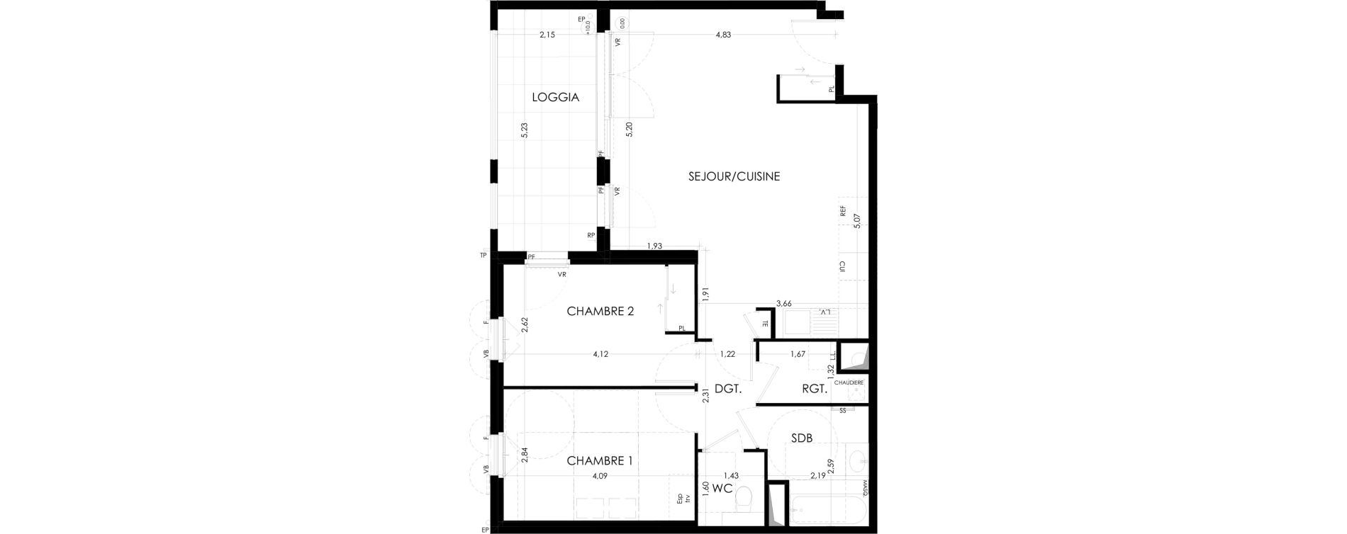 Appartement T3 de 70,08 m2 &agrave; Aix-En-Provence La duranne