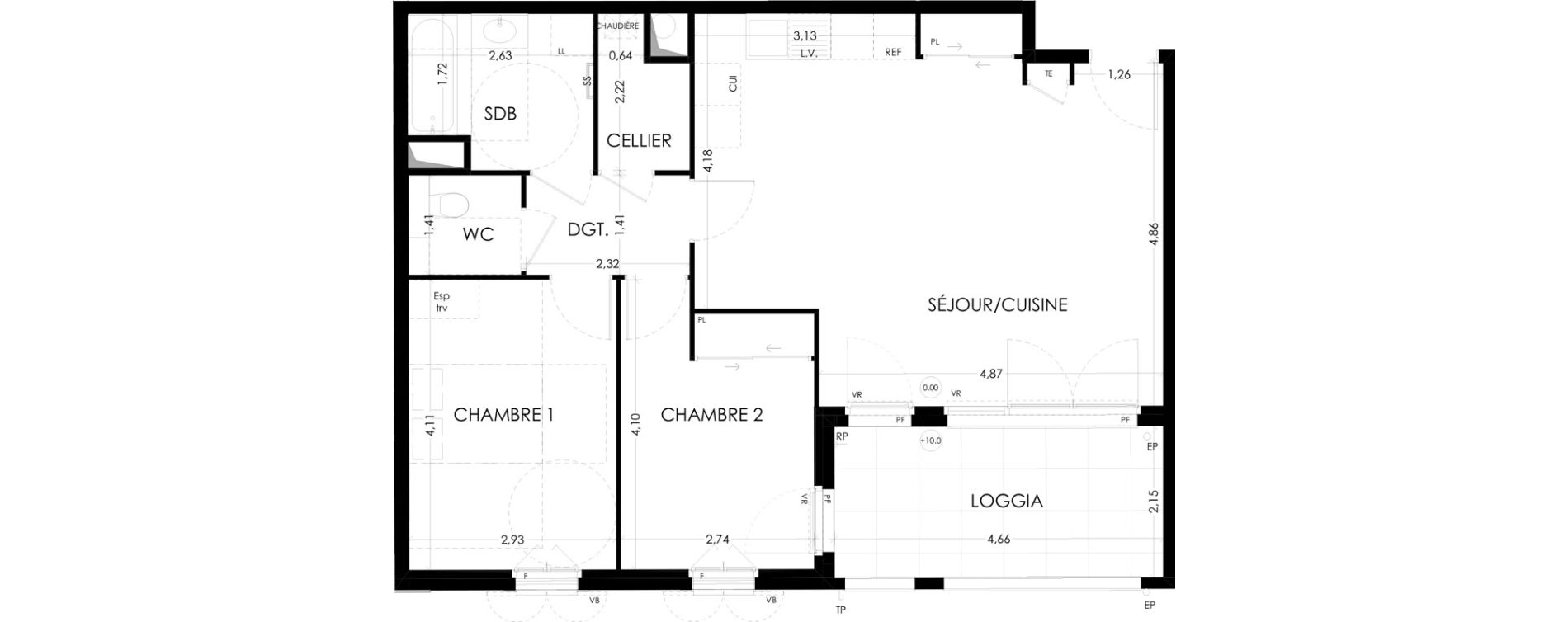 Appartement T3 de 68,54 m2 &agrave; Aix-En-Provence La duranne