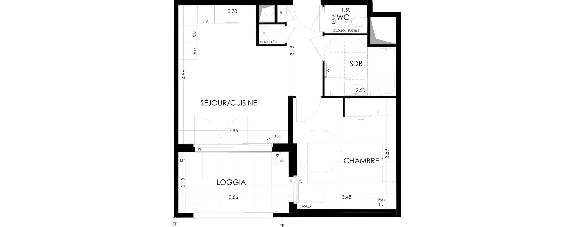 Appartement T2 de 42,07 m2 &agrave; Aix-En-Provence La duranne