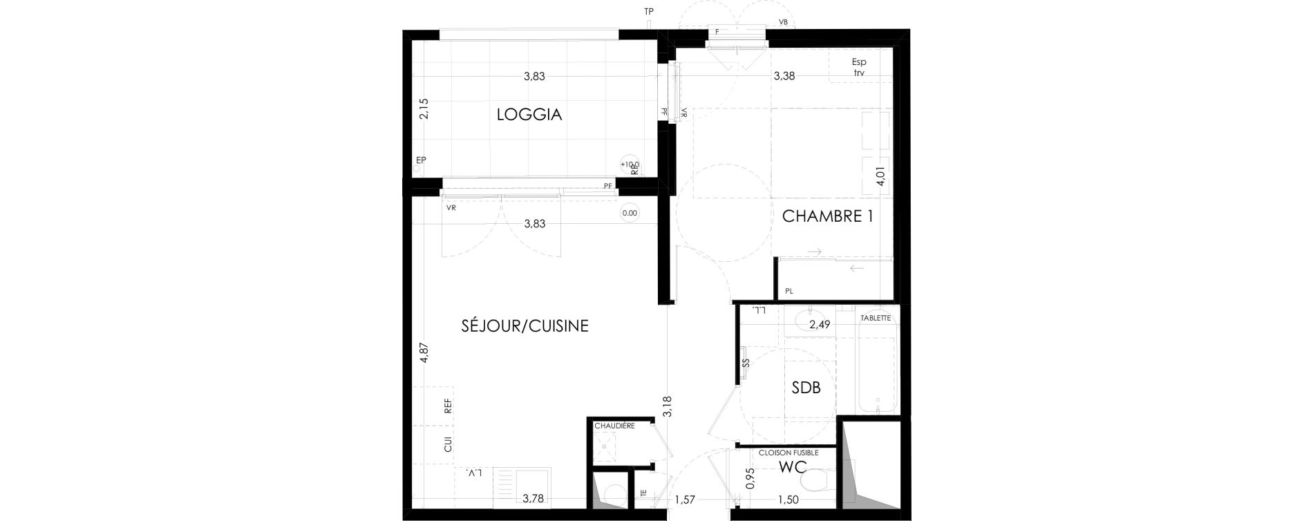 Appartement T2 de 42,06 m2 &agrave; Aix-En-Provence La duranne