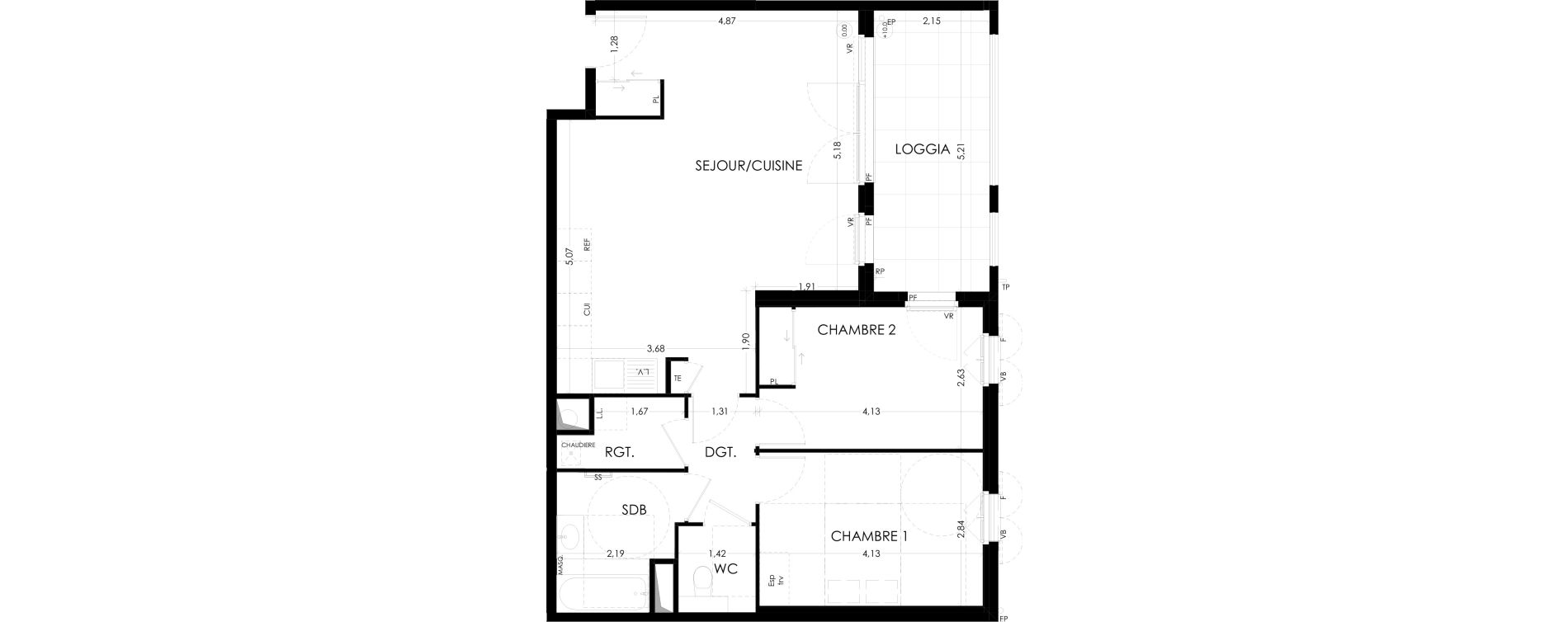 Appartement T3 de 69,93 m2 &agrave; Aix-En-Provence La duranne