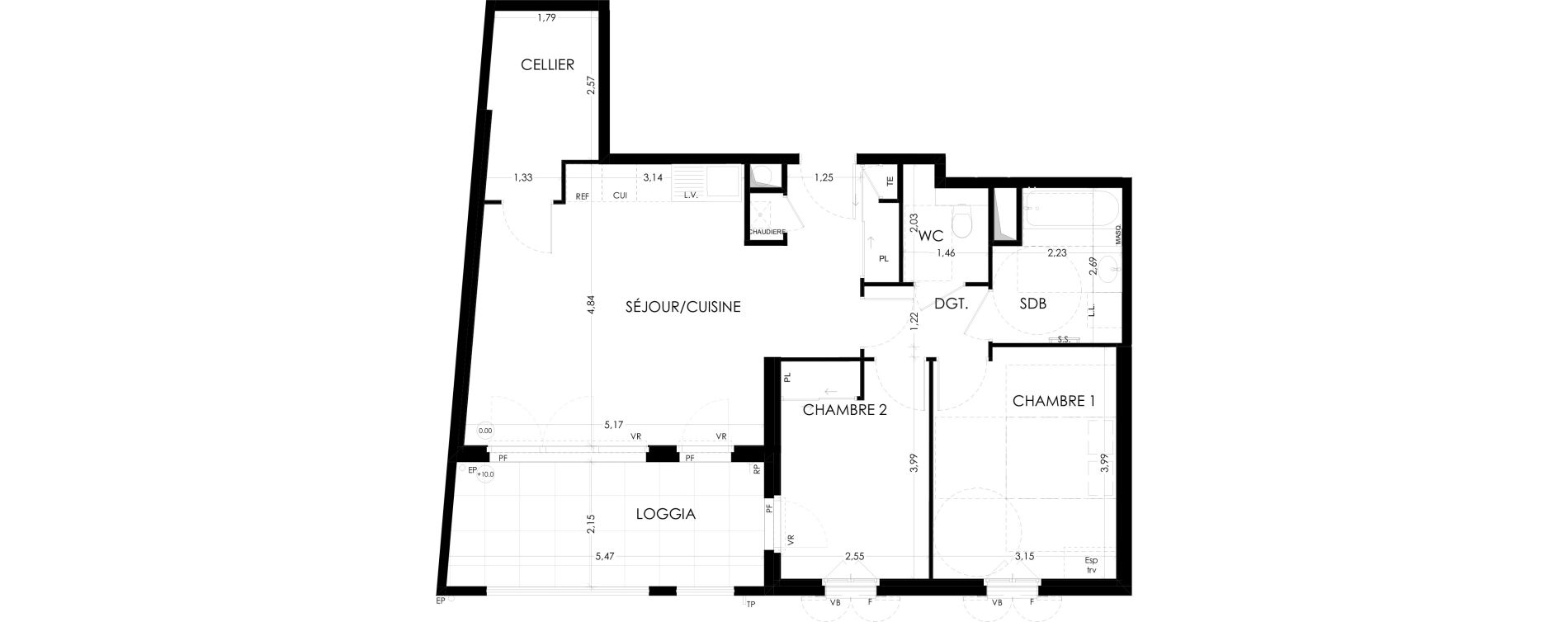 Appartement T3 de 67,72 m2 &agrave; Aix-En-Provence La duranne