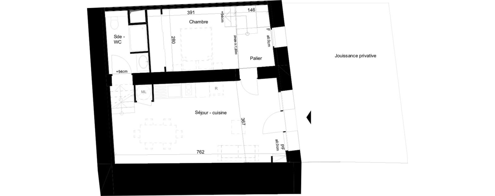 Appartement T2 de 42,71 m2 &agrave; Aix-En-Provence Saint-pons