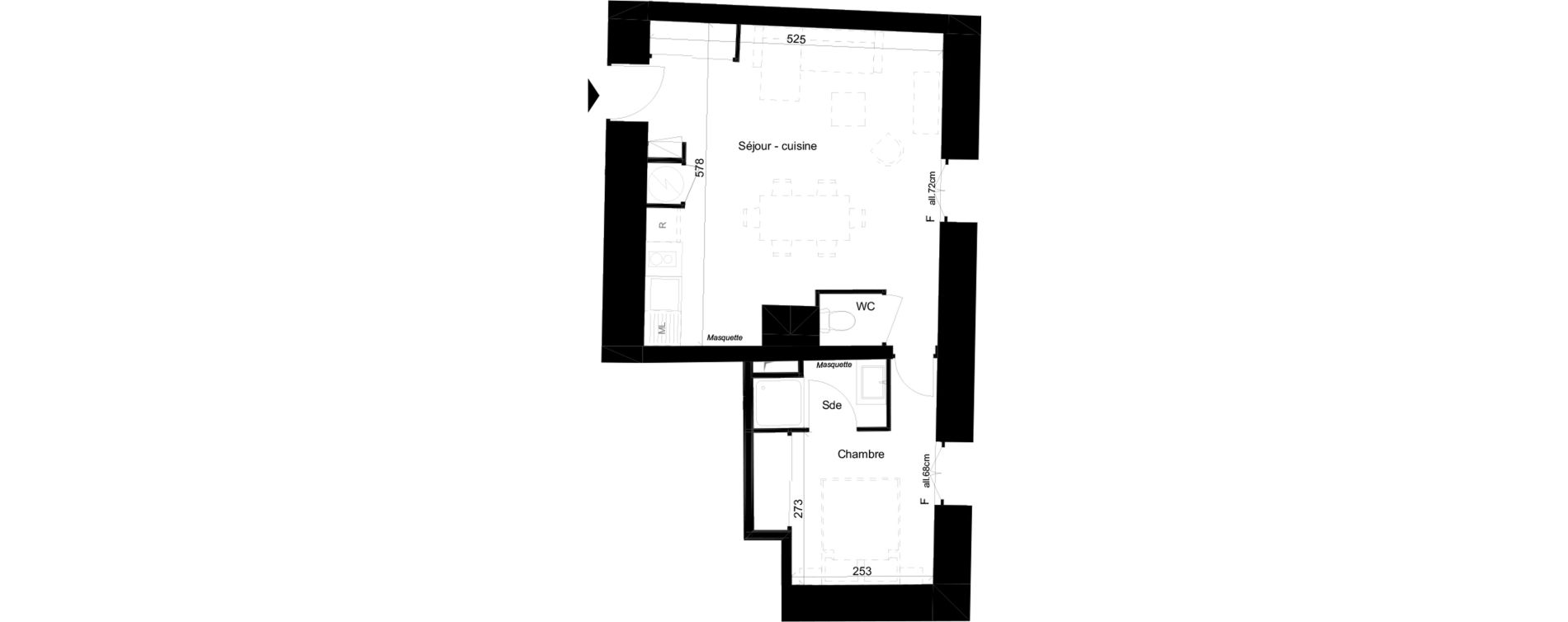 Appartement T2 de 40,36 m2 &agrave; Aix-En-Provence Saint-pons