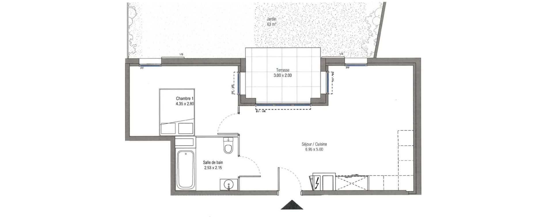 Appartement T2 de 45,79 m2 &agrave; Aix-En-Provence Jas de bouffan