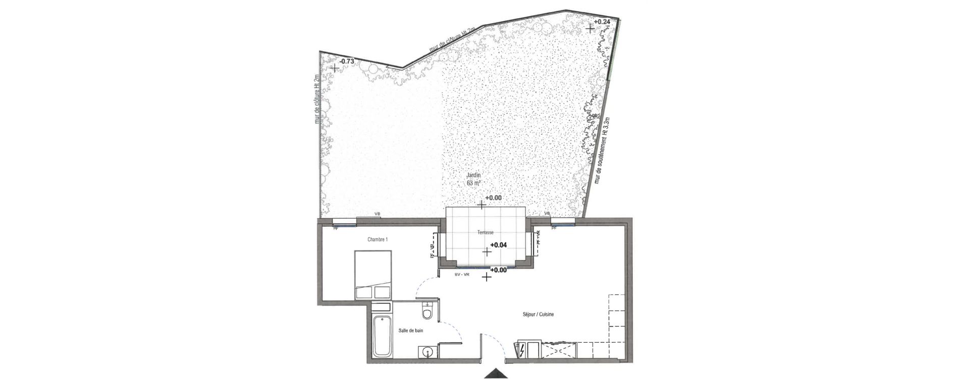 Appartement T2 de 45,79 m2 &agrave; Aix-En-Provence Jas de bouffan