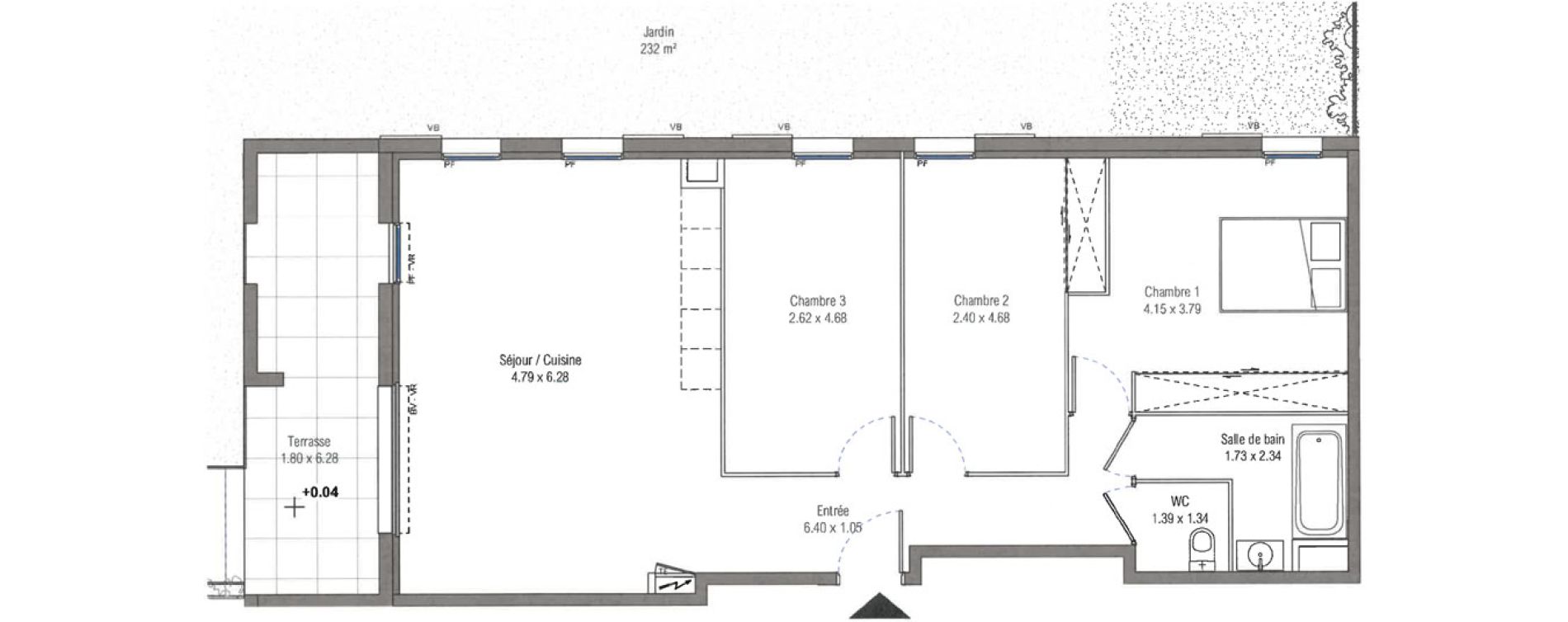 Appartement T4 de 85,00 m2 &agrave; Aix-En-Provence Jas de bouffan