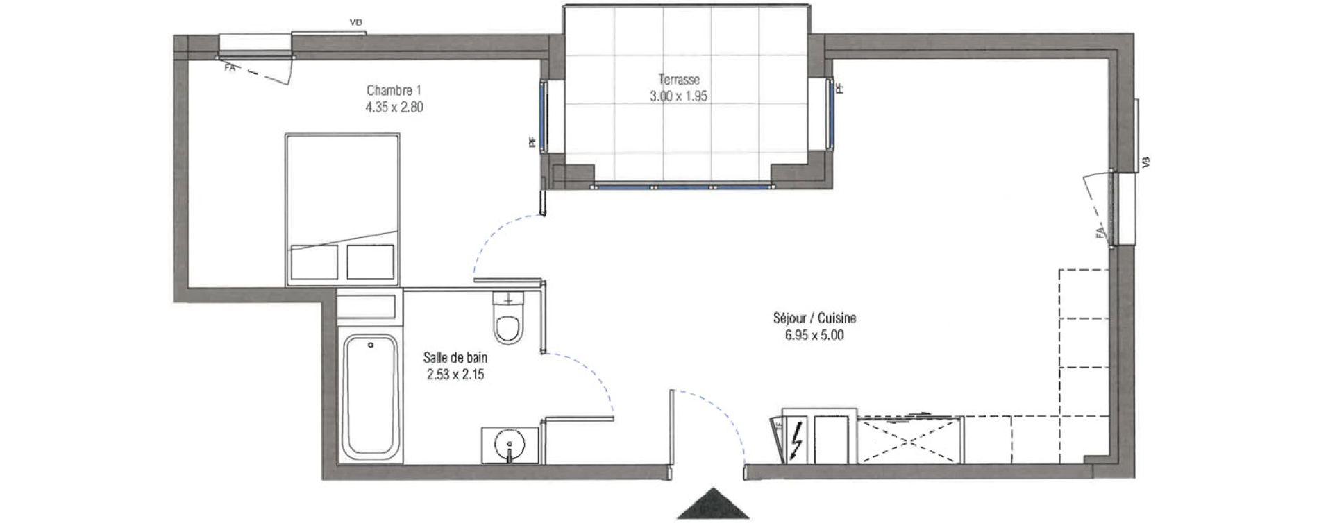 Appartement T2 de 45,79 m2 &agrave; Aix-En-Provence Jas de bouffan