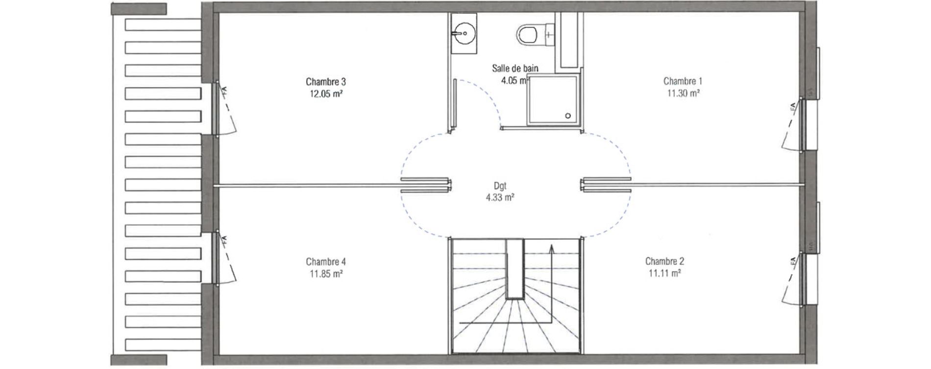 Duplex T5 de 110,86 m2 &agrave; Aix-En-Provence Jas de bouffan