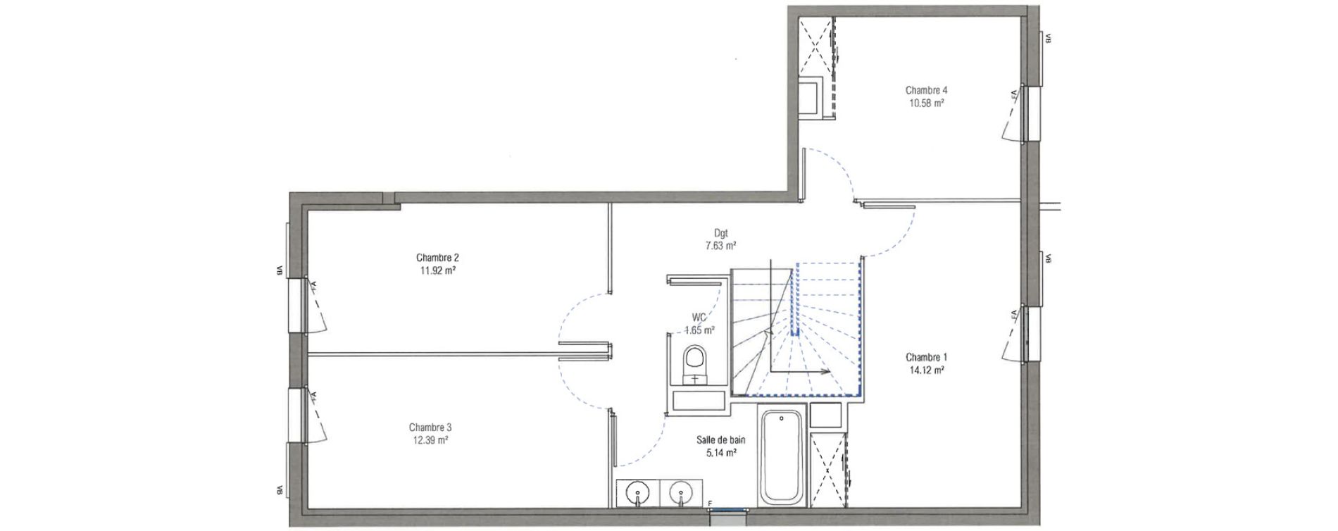 Souplex T5 de 98,36 m2 &agrave; Aix-En-Provence Jas de bouffan