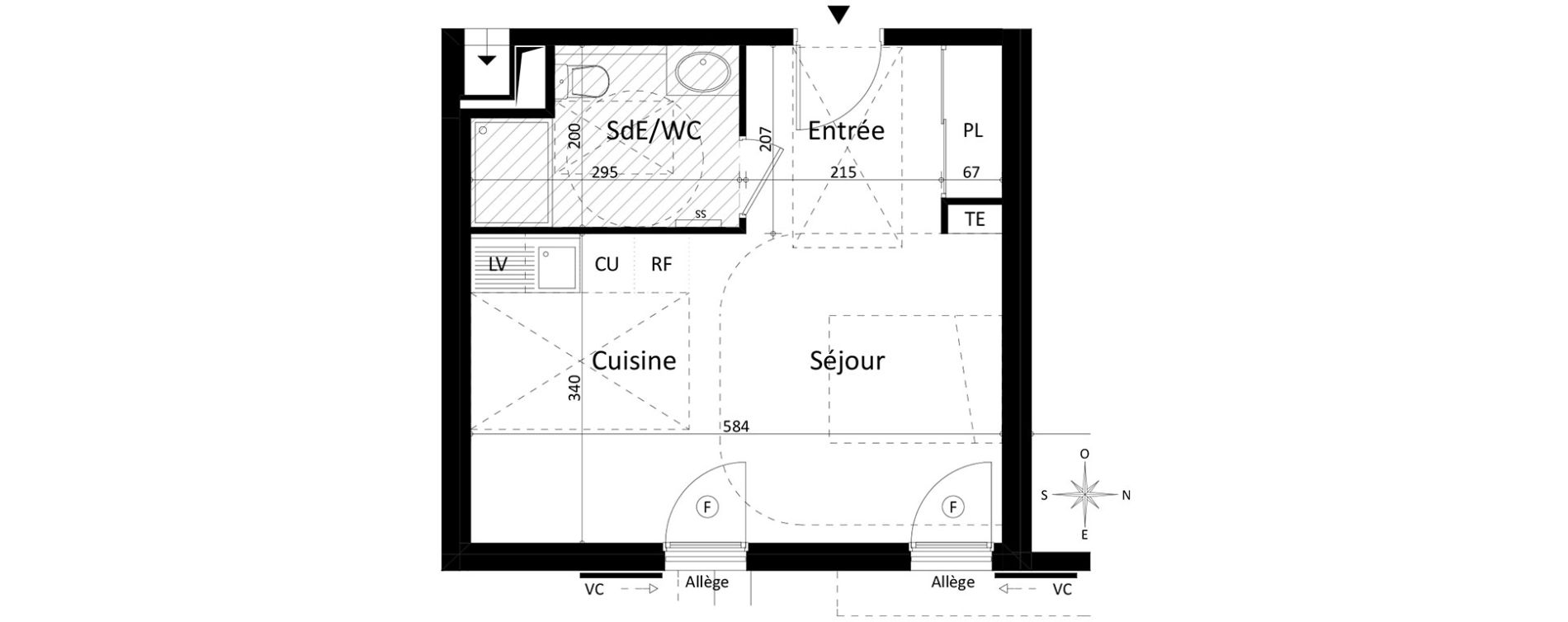 Appartement T1 de 30,60 m2 &agrave; Aix-En-Provence Encagnane - corsy