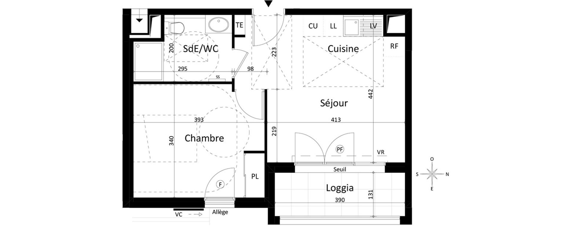Appartement T2 de 38,15 m2 &agrave; Aix-En-Provence Encagnane - corsy