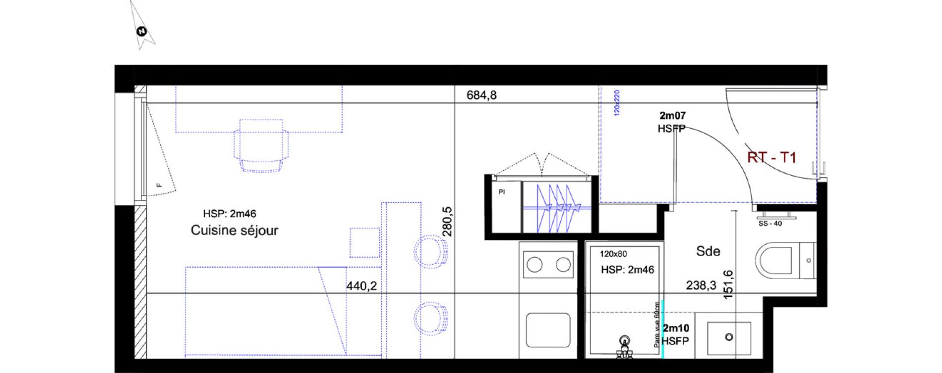 Appartement T1 de 18,25 m2 &agrave; Aix-En-Provence Fenouill&egrave;res