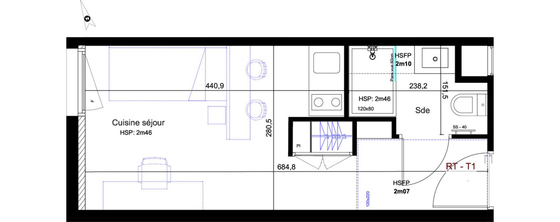 Appartement T1 de 18,26 m2 &agrave; Aix-En-Provence Fenouill&egrave;res