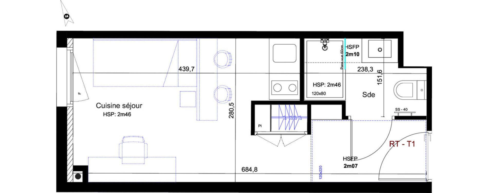 Appartement T1 de 18,15 m2 &agrave; Aix-En-Provence Fenouill&egrave;res