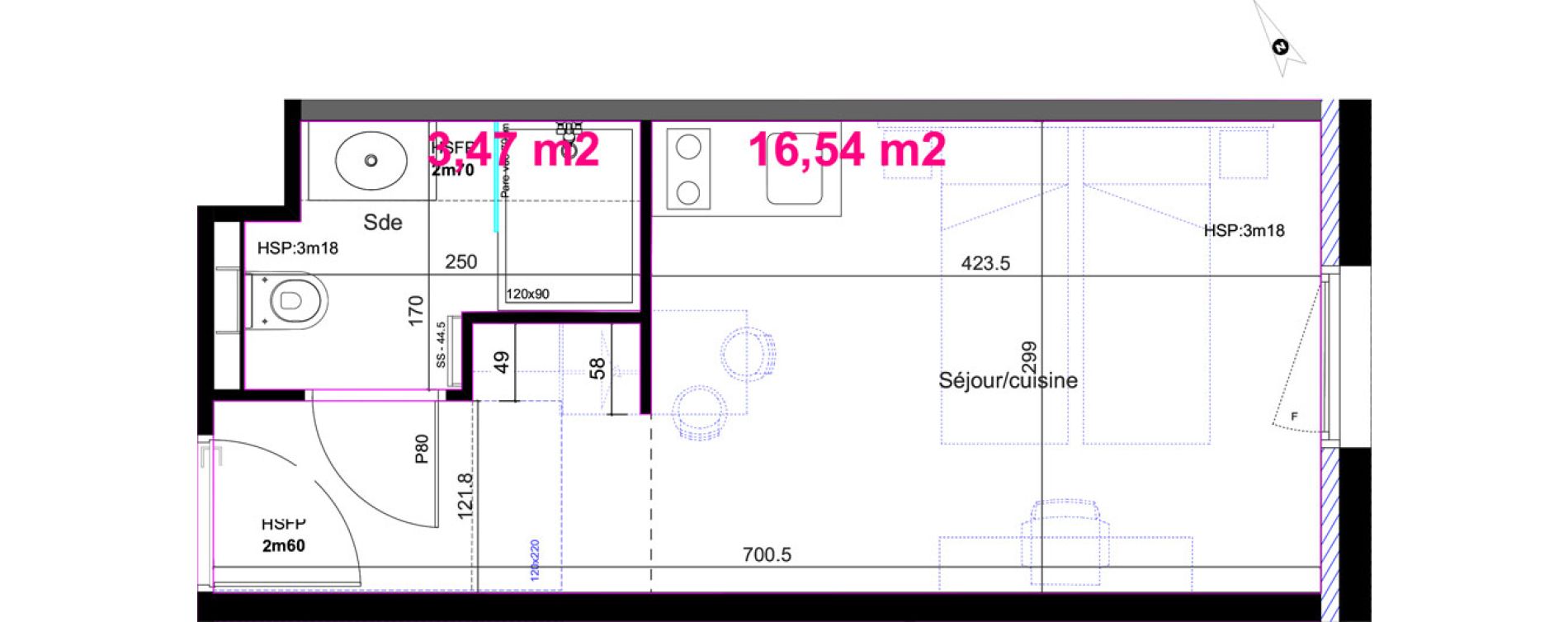 Appartement T1 de 20,01 m2 &agrave; Aix-En-Provence Fenouill&egrave;res