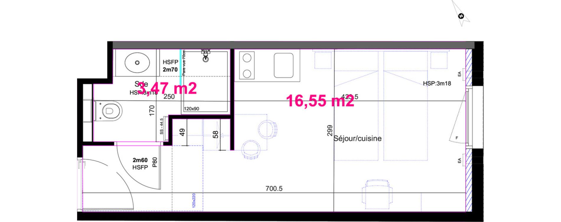 Appartement T1 de 20,02 m2 &agrave; Aix-En-Provence Fenouill&egrave;res