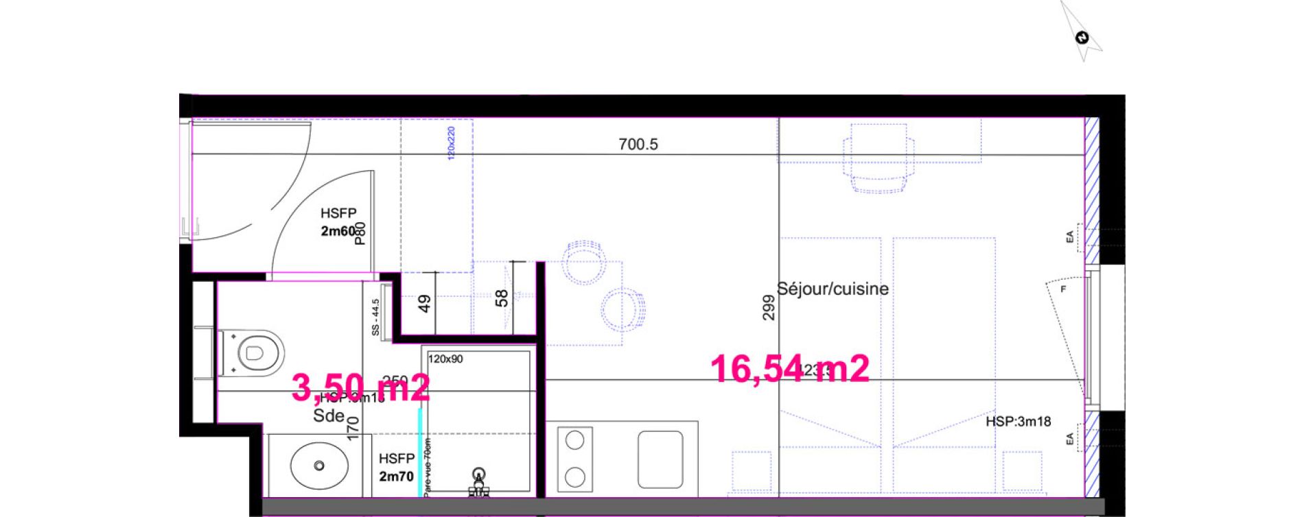 Appartement T1 de 20,04 m2 &agrave; Aix-En-Provence Fenouill&egrave;res