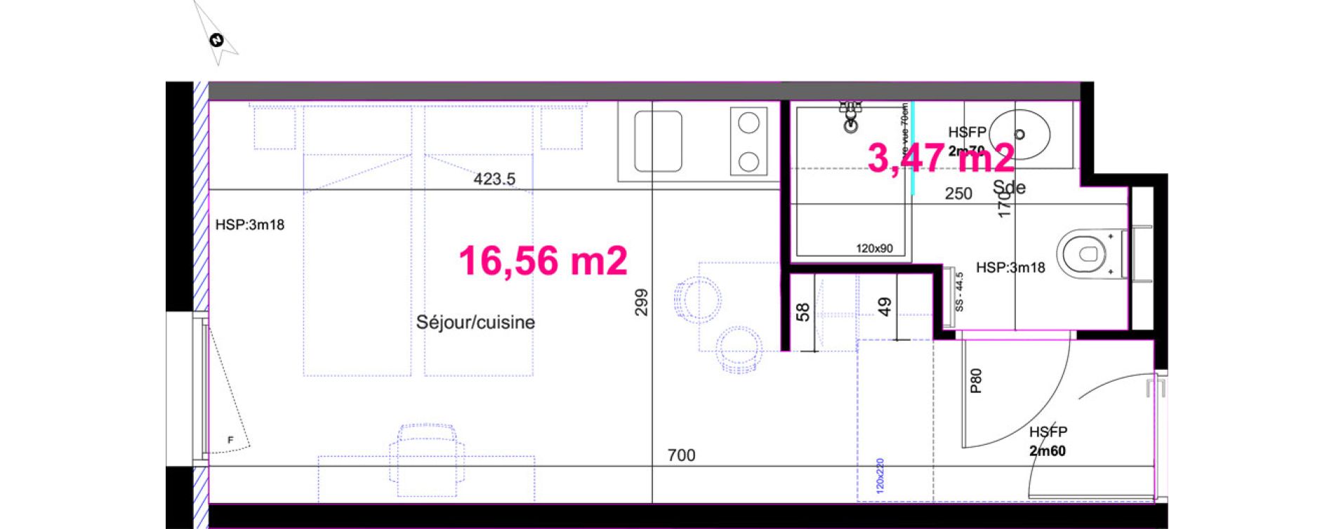 Appartement T1 de 20,03 m2 &agrave; Aix-En-Provence Fenouill&egrave;res