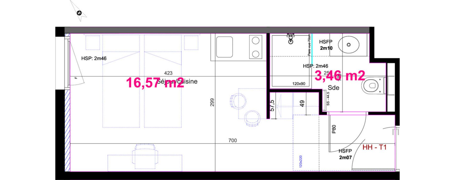 Appartement T1 de 20,05 m2 &agrave; Aix-En-Provence Fenouill&egrave;res