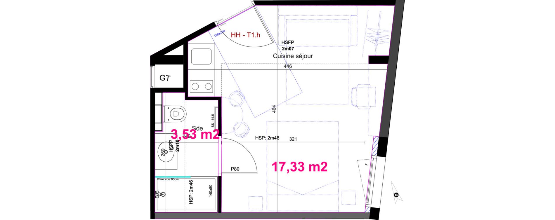 Appartement T1 de 20,86 m2 &agrave; Aix-En-Provence Fenouill&egrave;res