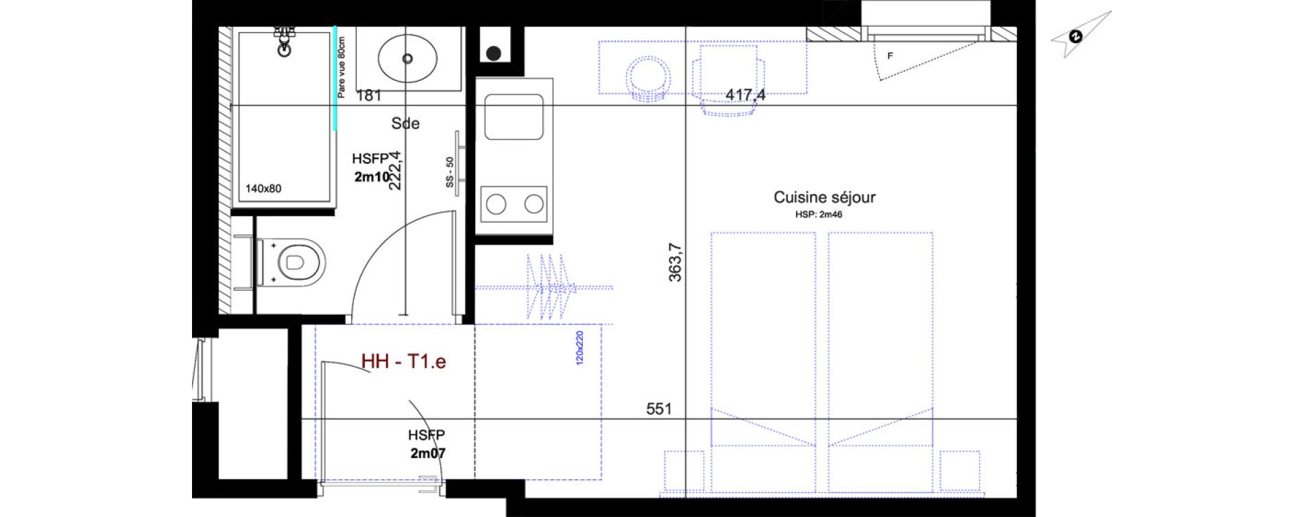 Appartement T1 de 20,17 m2 &agrave; Aix-En-Provence Fenouill&egrave;res