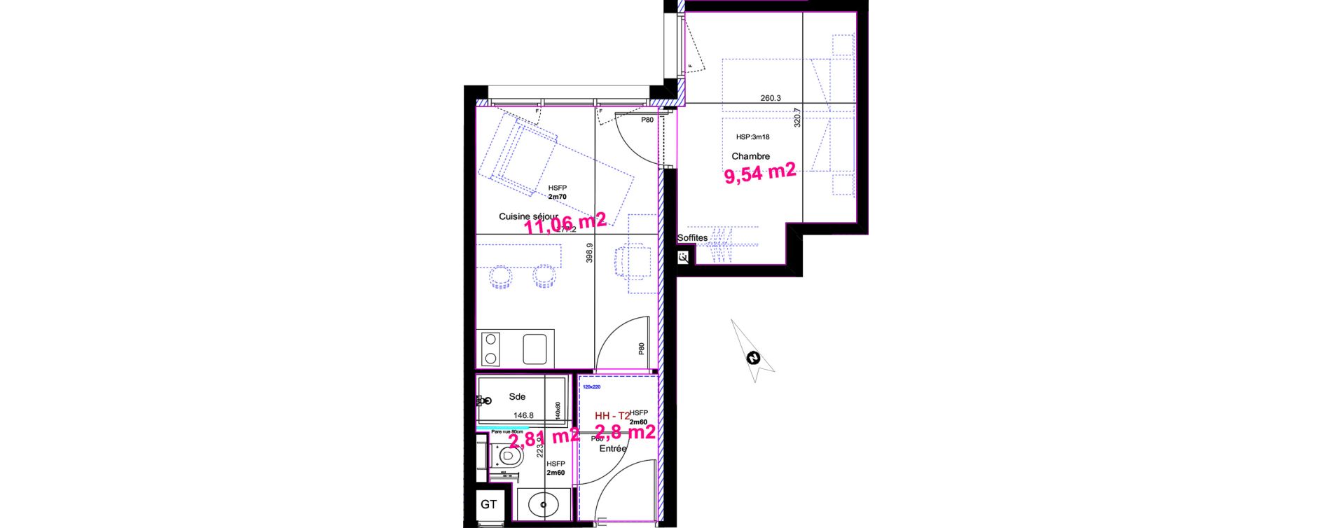 Appartement T2 de 26,21 m2 &agrave; Aix-En-Provence Fenouill&egrave;res