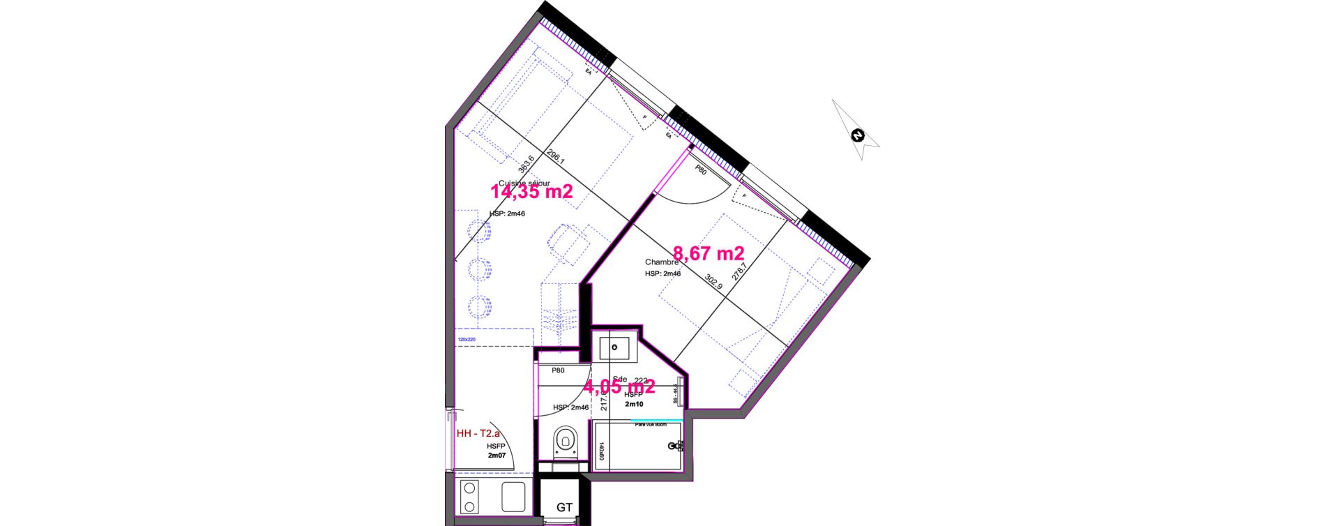 Appartement T2 de 27,08 m2 &agrave; Aix-En-Provence Fenouill&egrave;res