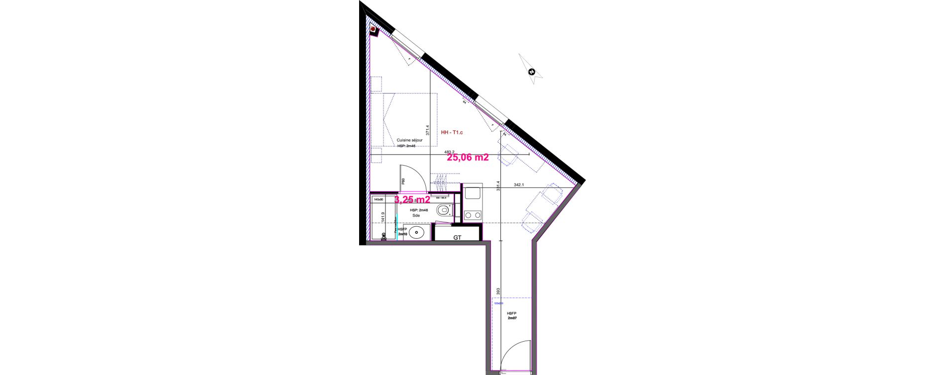 Appartement T1 de 28,31 m2 &agrave; Aix-En-Provence Fenouill&egrave;res