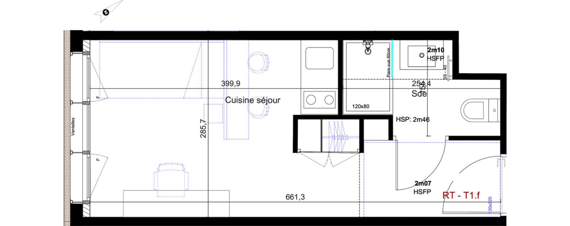 Appartement T1 de 17,82 m2 &agrave; Aix-En-Provence Fenouill&egrave;res