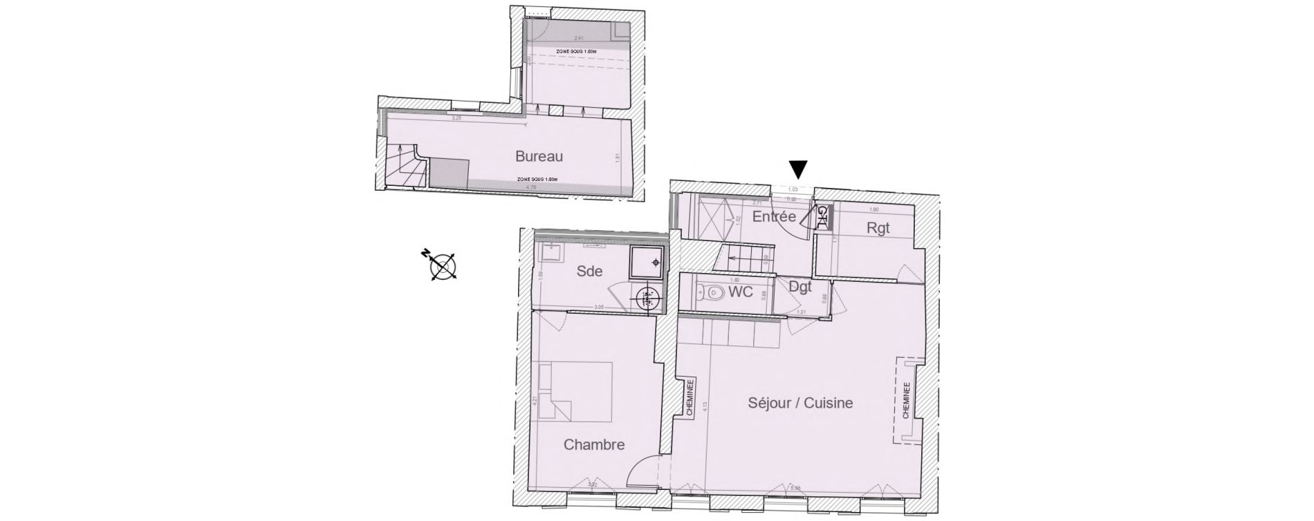 Duplex T2 bis de 61,80 m2 &agrave; Aix-En-Provence Mazarin