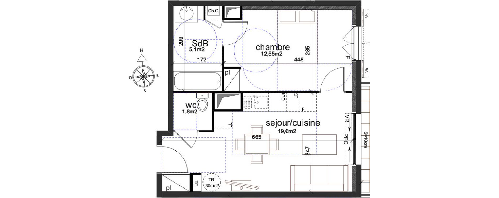 Appartement T2 de 39,05 m2 &agrave; Aix-En-Provence Puyricard - couteron