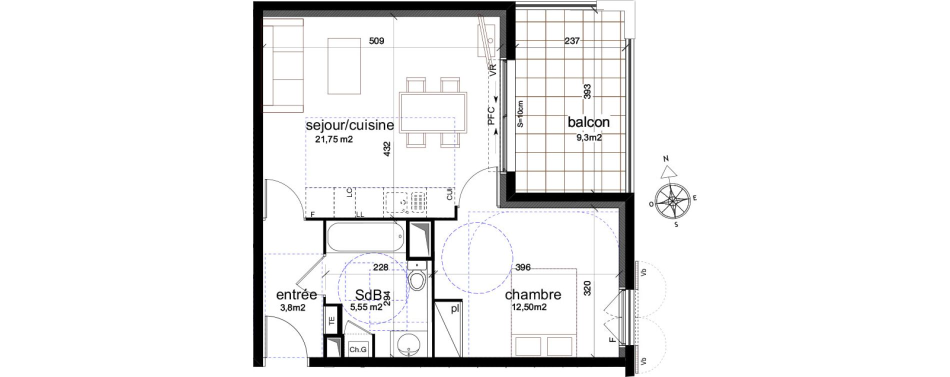 Appartement T2 de 43,60 m2 &agrave; Aix-En-Provence Puyricard - couteron