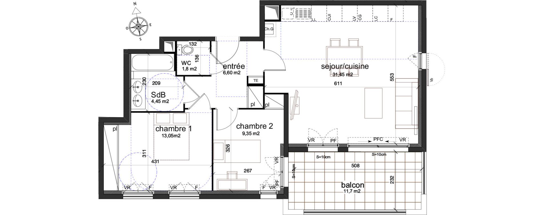Appartement T3 de 66,70 m2 &agrave; Aix-En-Provence Puyricard - couteron