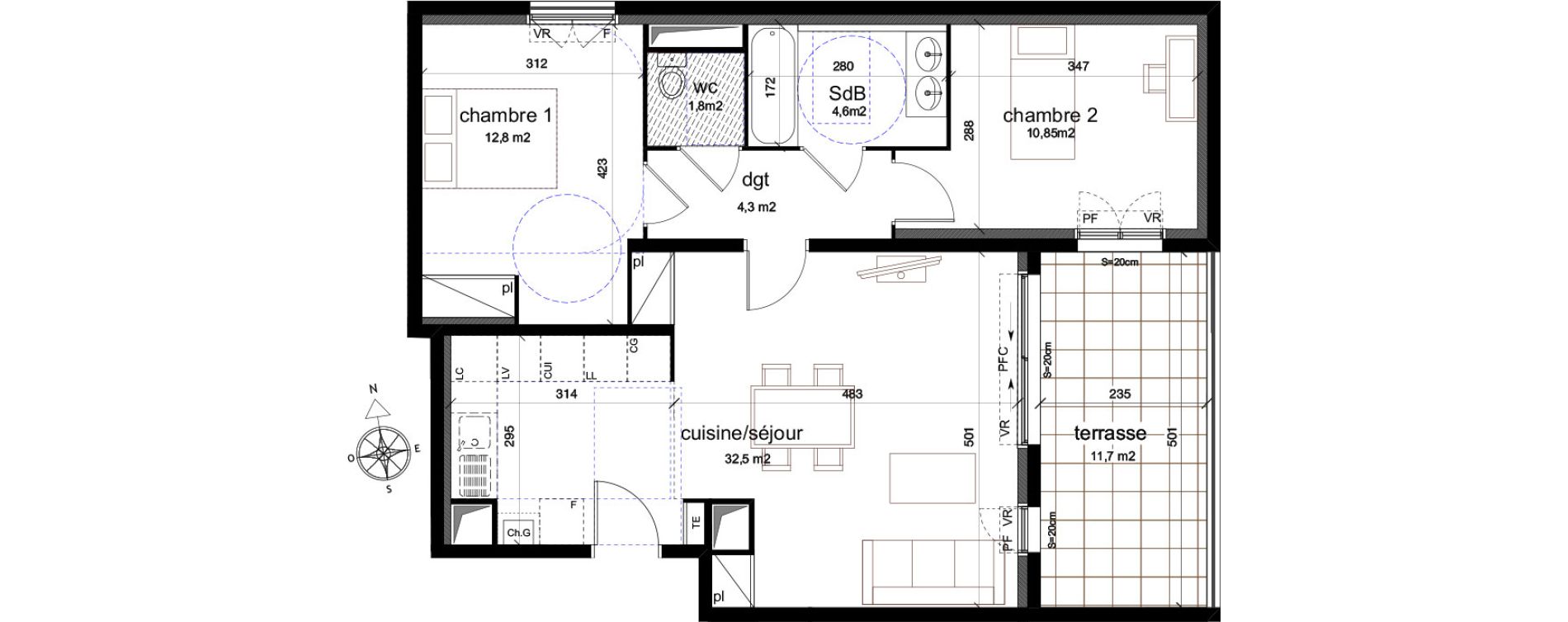 Appartement T3 de 66,85 m2 &agrave; Aix-En-Provence Puyricard - couteron
