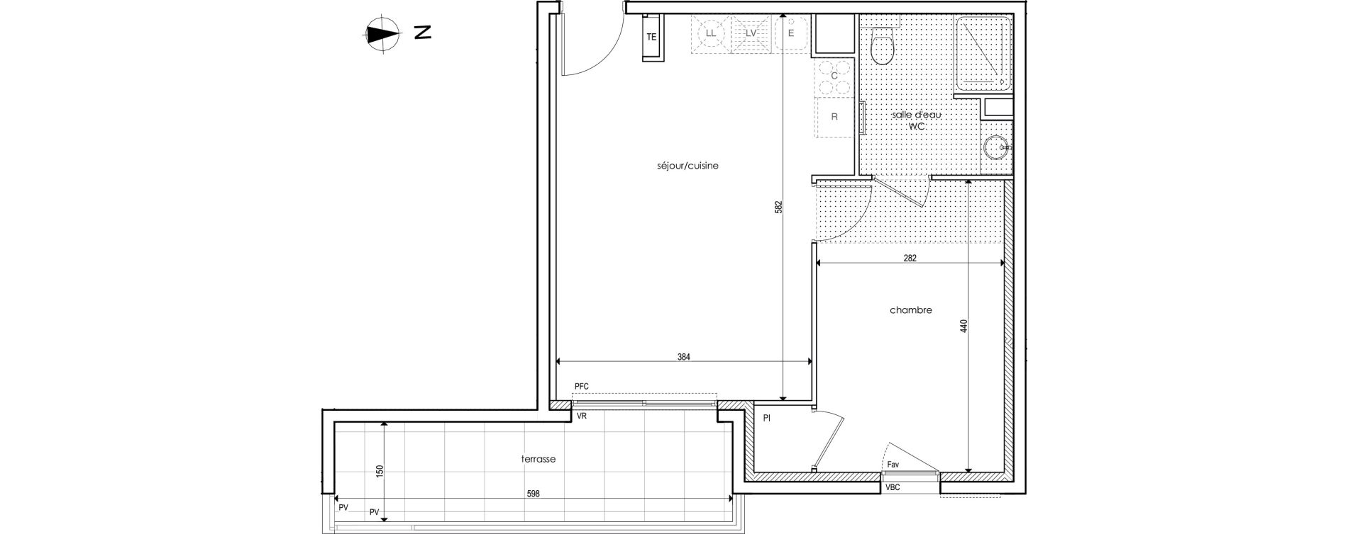 Appartement T2 de 42,01 m2 &agrave; Aix-En-Provence Fenouill&egrave;res