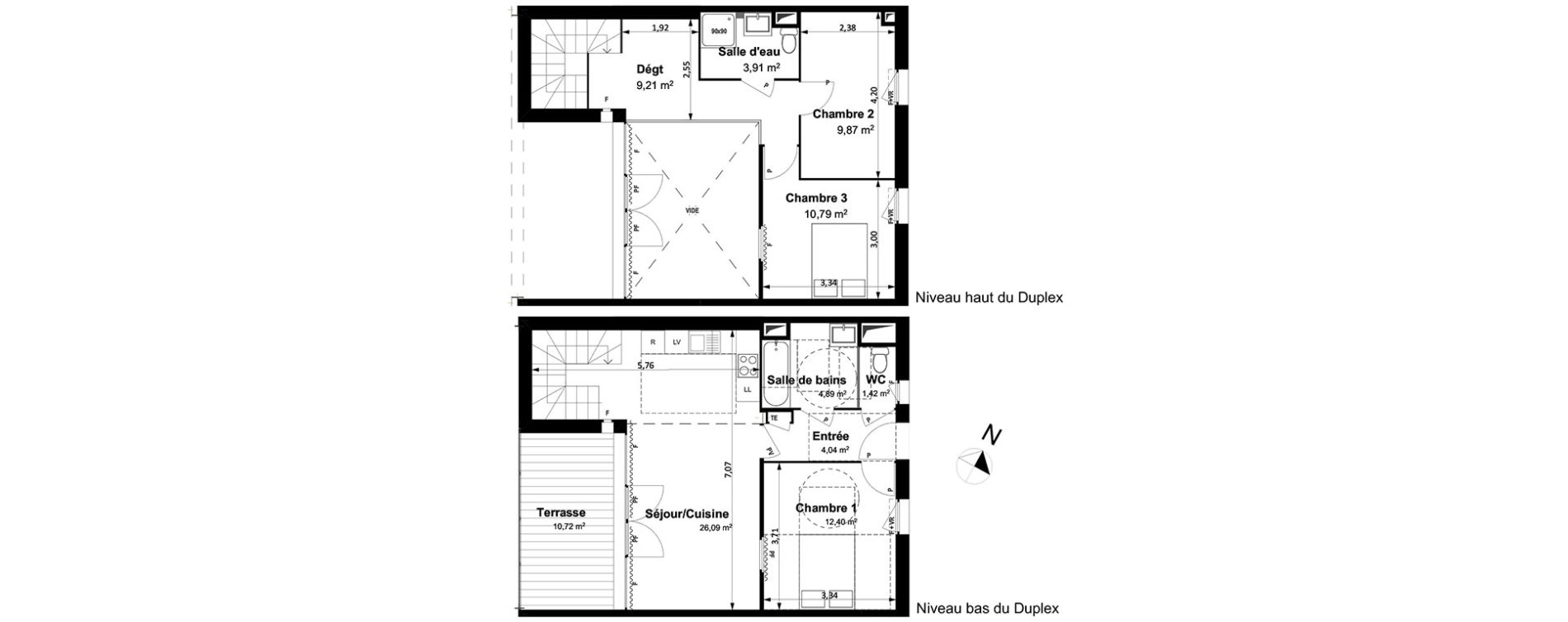 Duplex T4 de 82,60 m2 &agrave; Arles Centre