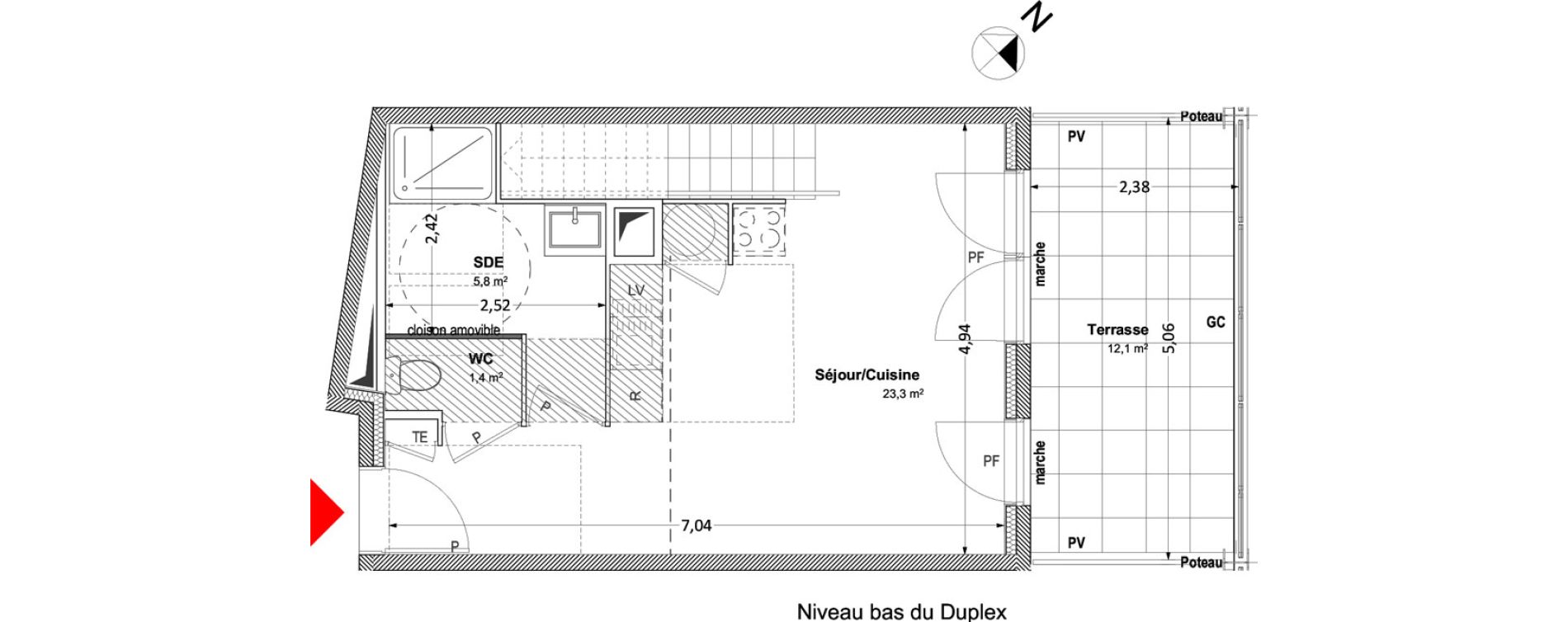 Duplex T2 de 44,10 m2 &agrave; Arles Centre