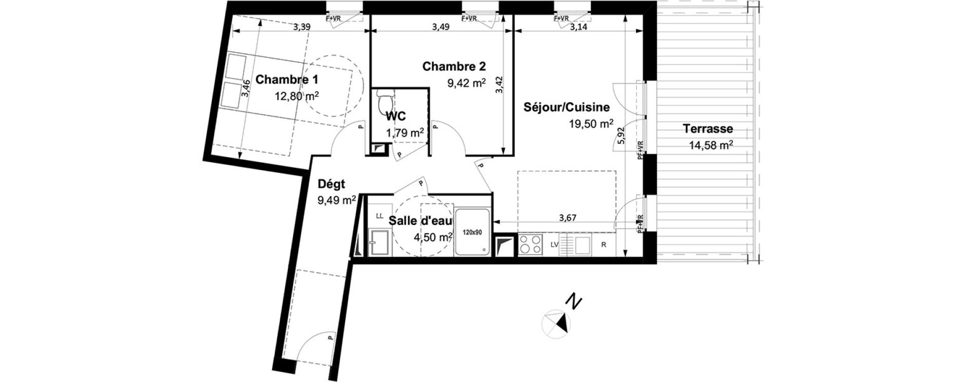 Appartement T3 de 57,50 m2 &agrave; Arles Centre