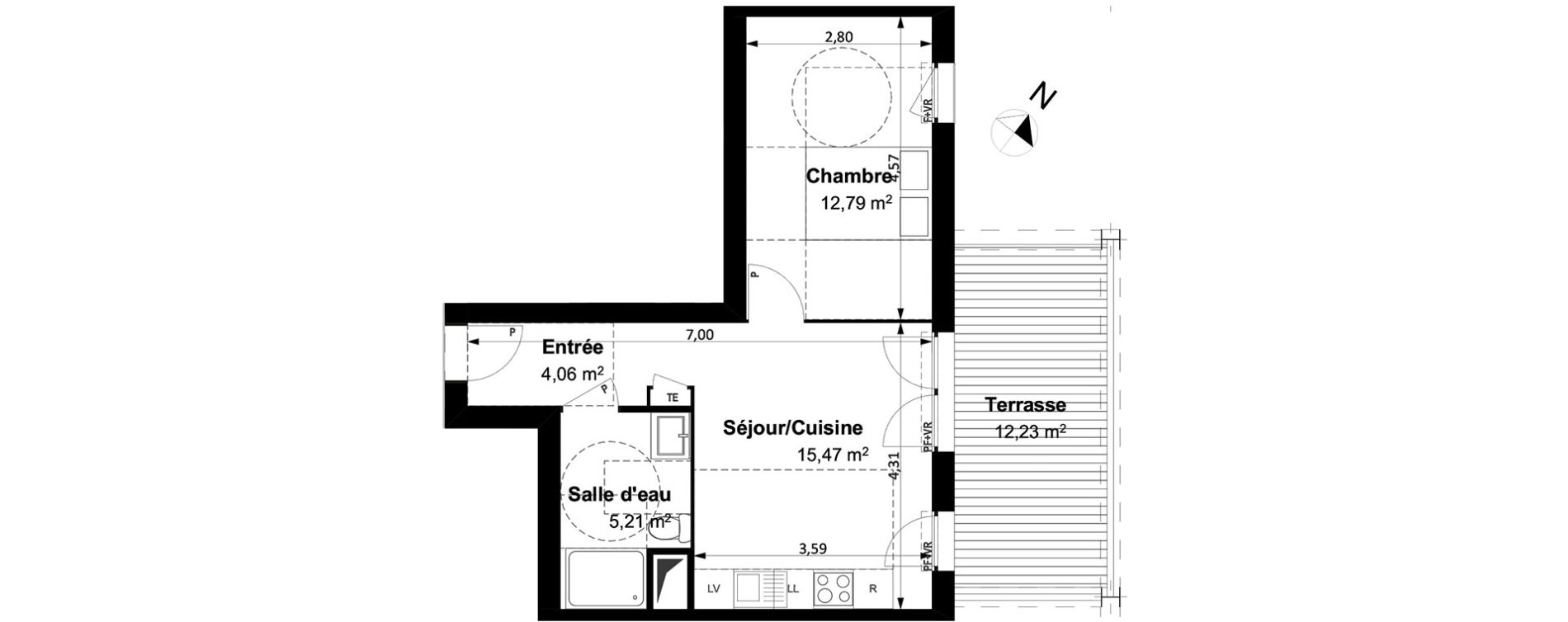 Appartement T2 de 37,60 m2 &agrave; Arles Centre