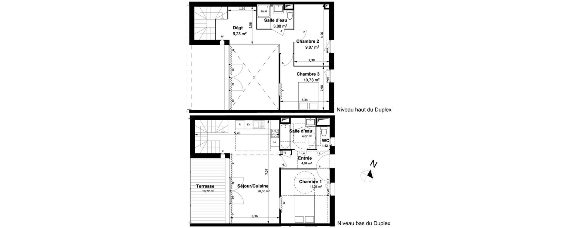 Duplex T4 de 82,50 m2 &agrave; Arles Centre
