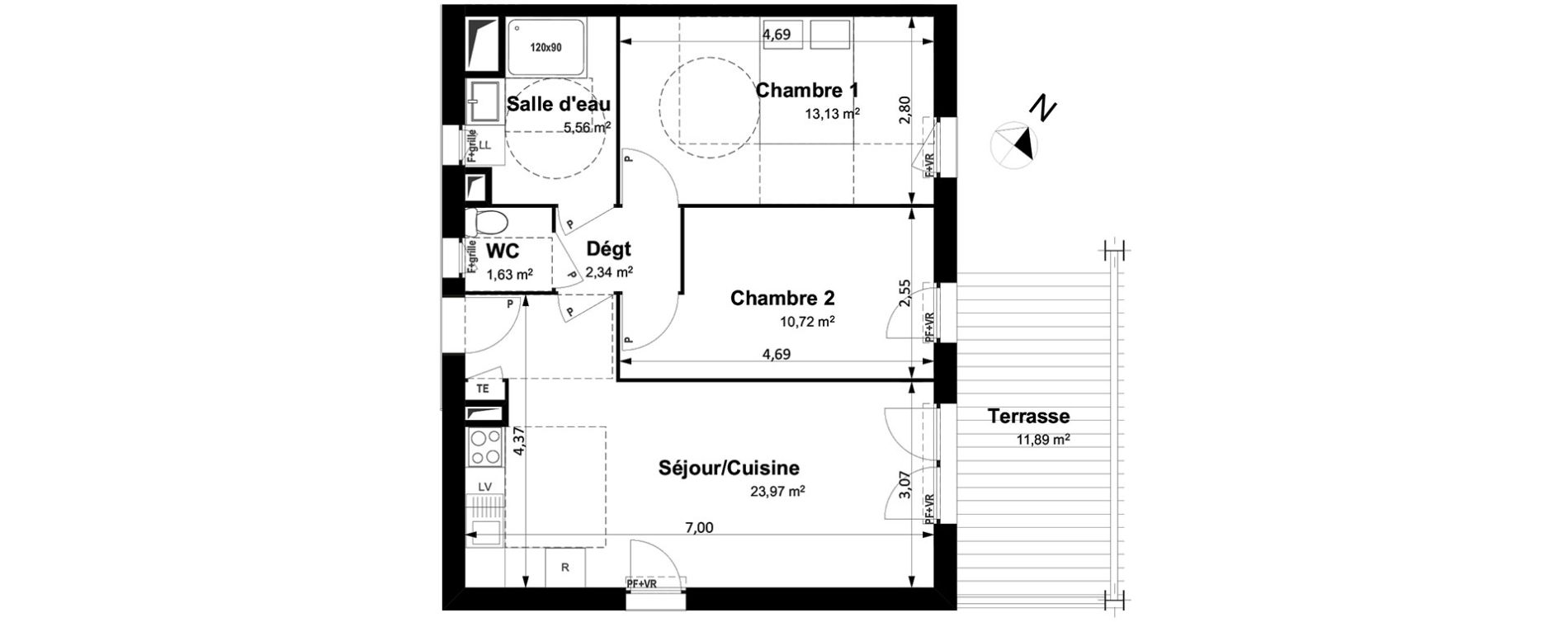 Appartement T3 de 57,30 m2 &agrave; Arles Centre