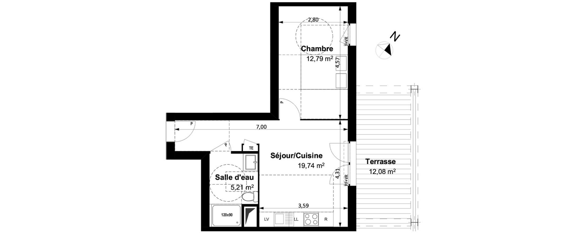 Appartement T2 de 37,70 m2 &agrave; Arles Centre