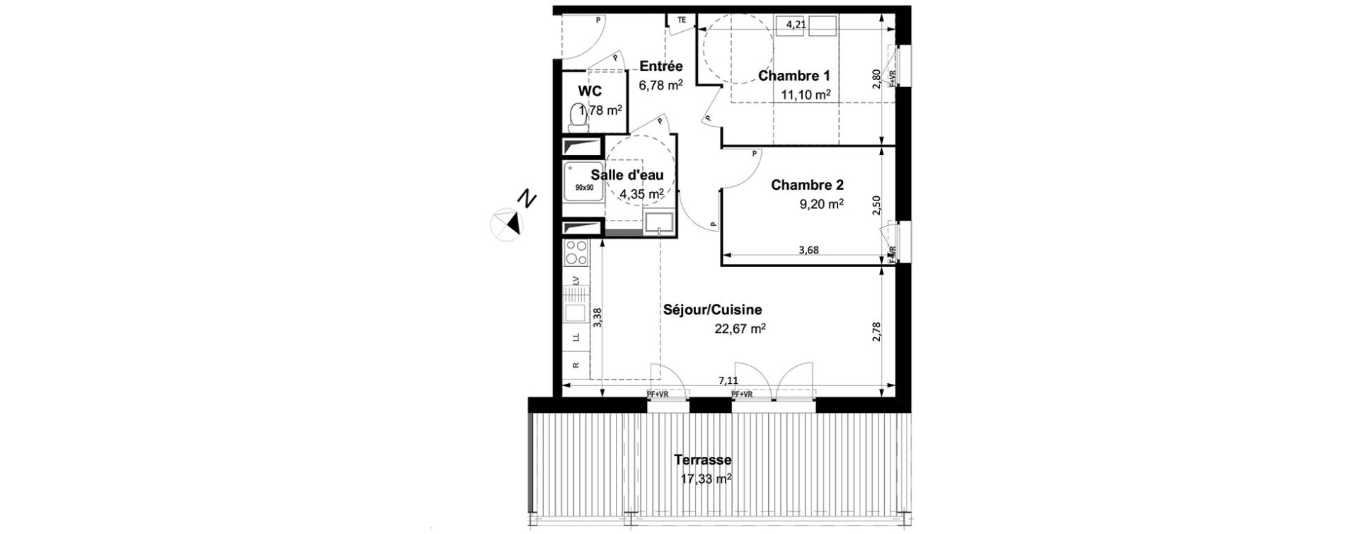 Appartement T3 de 55,90 m2 &agrave; Arles Centre