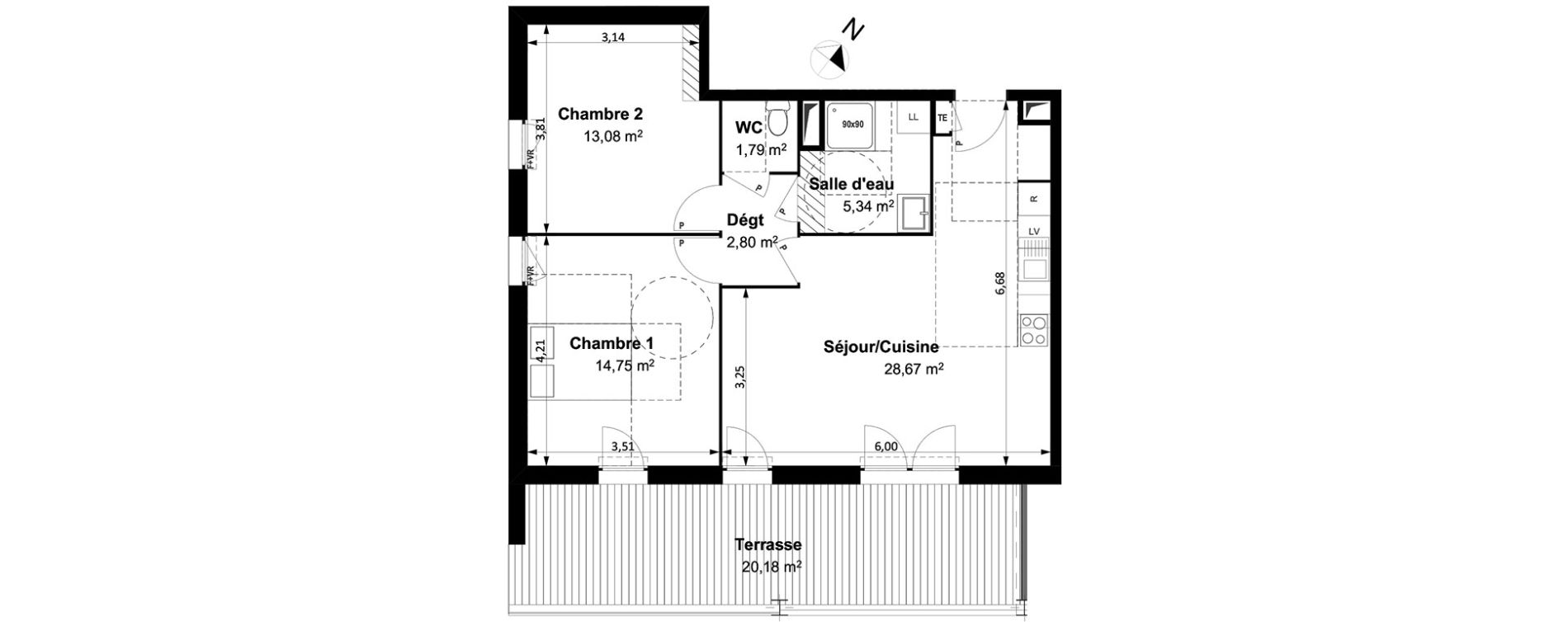 Appartement T3 de 66,40 m2 &agrave; Arles Centre